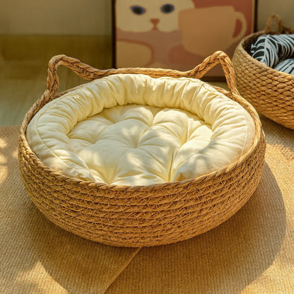 Handvävd Kattbädd i Naturmaterial