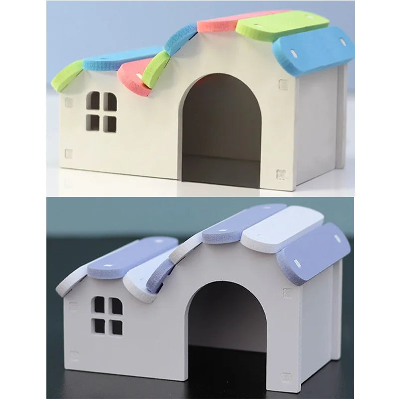 Regnbågshus i Trä för Hamster