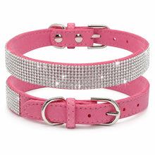 Rosa Glittrigt Hundhalsband med Strass – Justerbart Halsband för Små Hundar